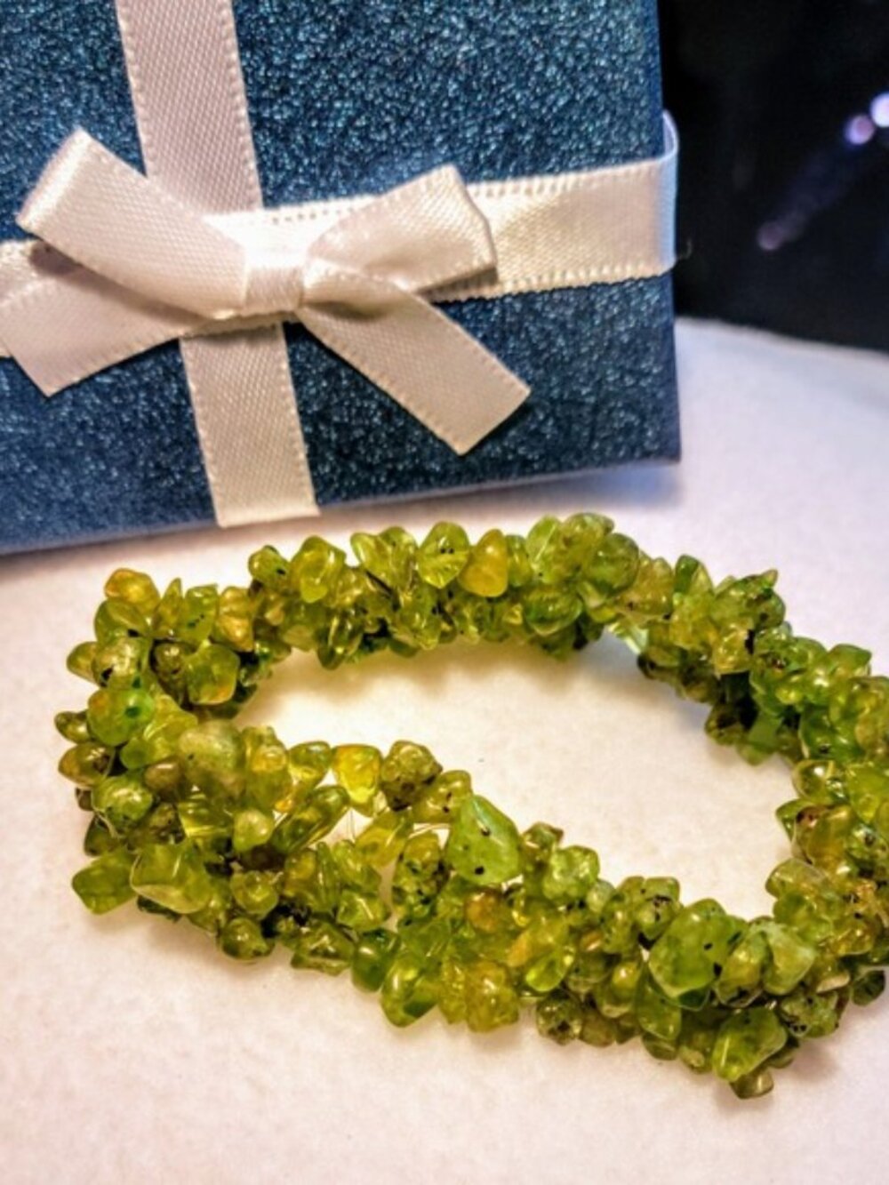 NEW Green Gemstone Chip Bracelet Women's Fashion Jewelry Gift Idea
